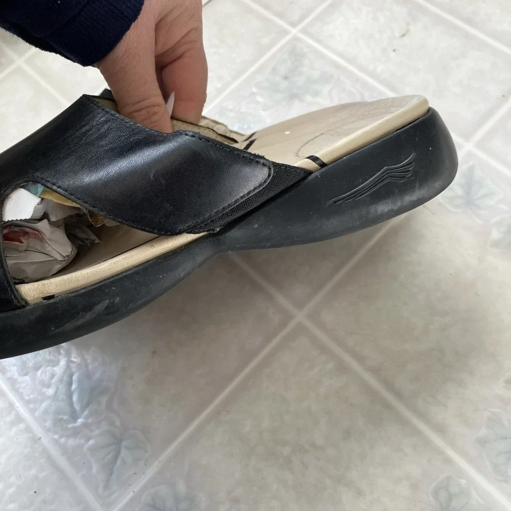 Dansko Leather Slide Sandals Womens 41‎ US 10 Black Comfort Orthopedic Travel